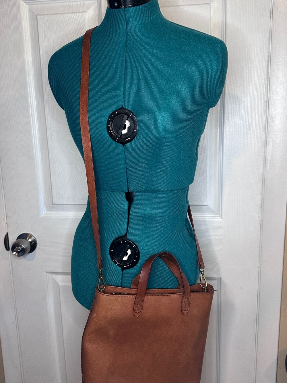 Madewell Tan Leather Tote with Crossbody Strap